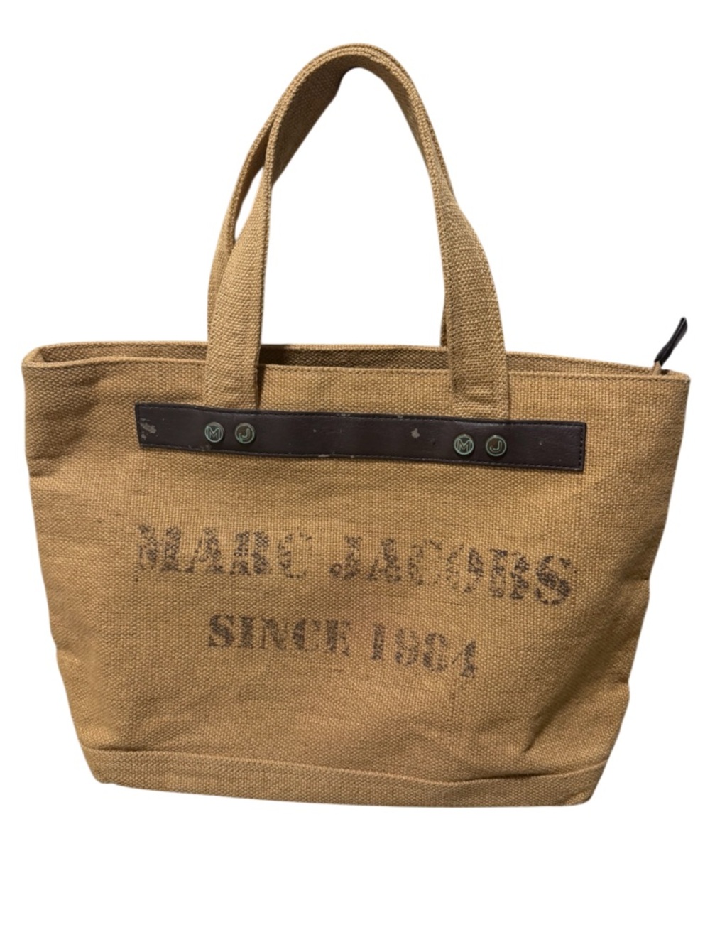 Marc Jacobs Tan Canvas Tote with Dark Brown Leather Trim